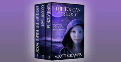 a ya scifi dystopian ebook "The Toucan Trilogy (Three dystopian novels: Night of the Purple Moon, Colony East, and Generation M) by Scott Cramer